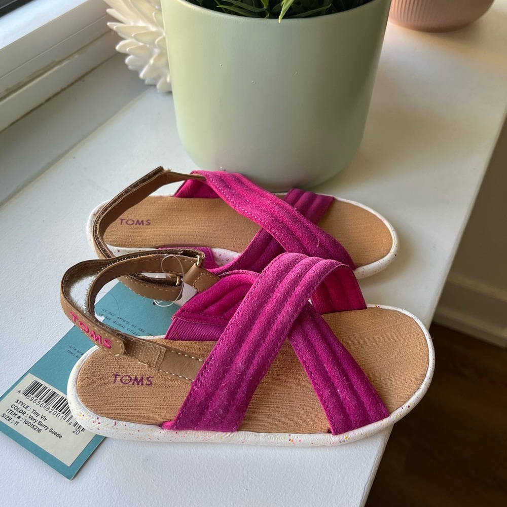 Toms Pink Sandals with Crossover Straps
